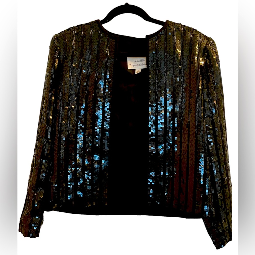 Nolan Miller Dynasty Collection Vintage Elegant Black Sequin Jacket  Size 10